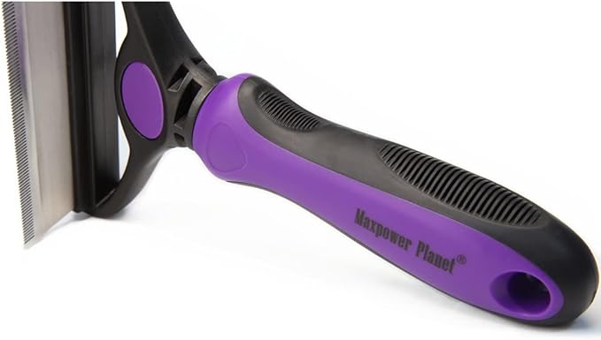 Maxpower Planet Pet Deshedding & Grooming Brush - Double Sided Design for Dogs & Cats - Undercoat Rake Effectively Reduces Shedding by Up to 95% - Large Size - Purple