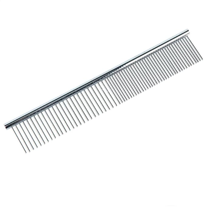Dog Metal Comb 7.5inch Dogs Dematting Tool Pet Grooming Comb Stainless Steel Teeth Cats Puppy Comb for Removing Hair (S: 19x3cm)