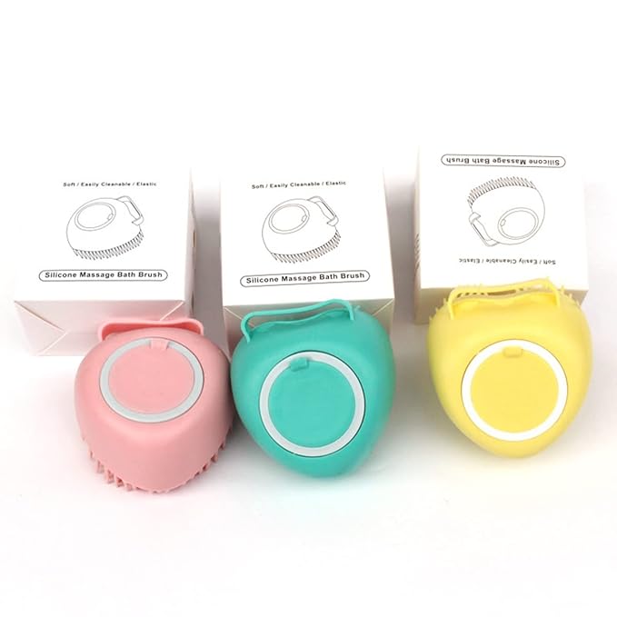 Dog Cat Bath Brush Soft Silicone Hair Fur Grooming Cleaning Brush Shampoo Dispensing Massage Bathing Shower Brush