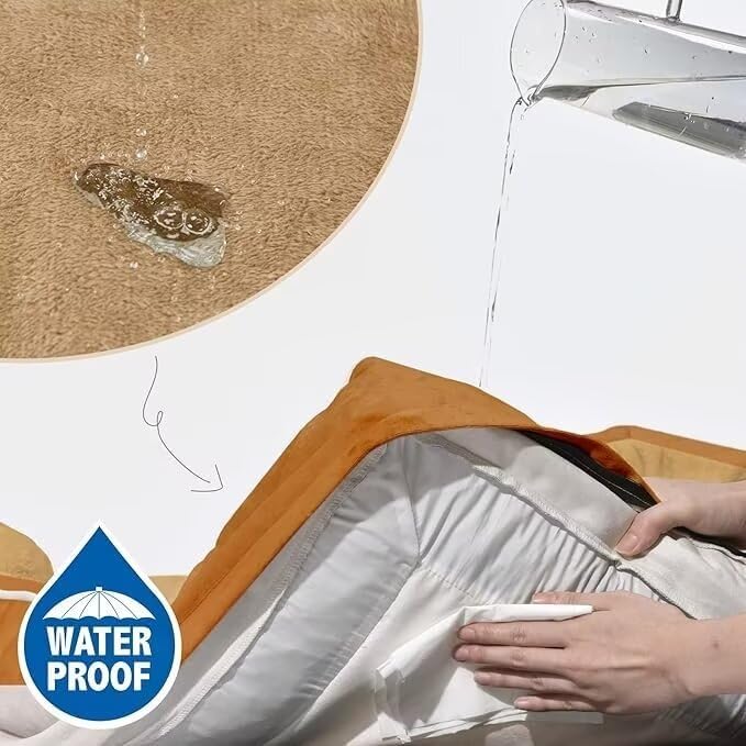 Large Dog Beds Orthopedic Foam, Waterproof Dog Beds for Large Sized Dogs, Comfy Washable Pet Bed Sofa with Removable Cover & Non-Slip Bottom(Large,Caramel)