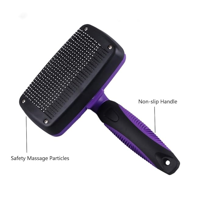Self Cleaning Slicker Brush for Dogs Cats Brush for Shedding Grooming Brushes for Long Short Haired Pets (Purple)