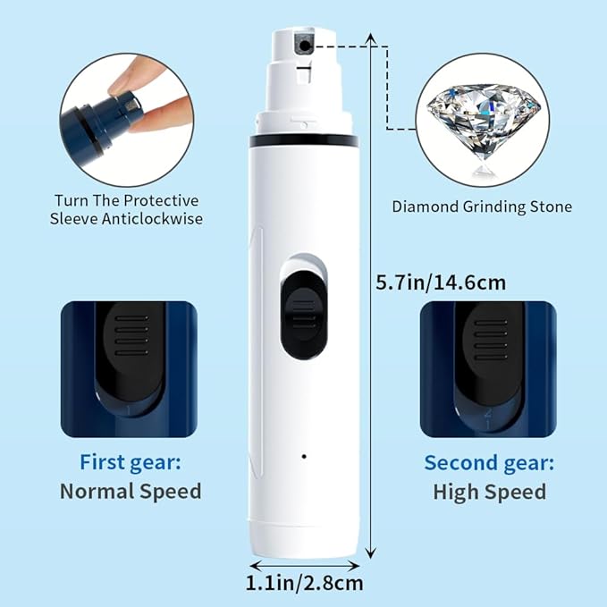 Pet Armor Grinding Dog Nail Grinder, Rechargeable Dog Nail Trimmer, Suitable for Large, Medium and Small Dogs, Upgraded Professional Electric Pet Claw Beauty, Quiet Dog Beauty Tool