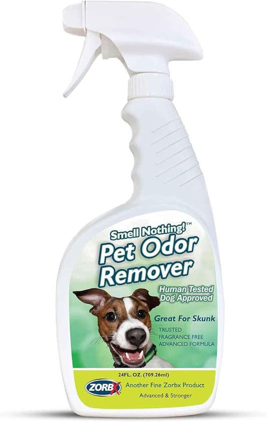 ZORBX Unscented Pet Odor Remover Spray 24 FL Oz – Perfume Free Strong Litter Odor Remover - Advanced Odor Control for Carpet, Bathroom & Urine Odors - Fast Acting Odor Remover Spray for Dogs & Cats