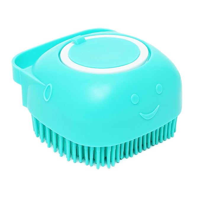 Pet Bath Brush with Soap Dispenser, Teal