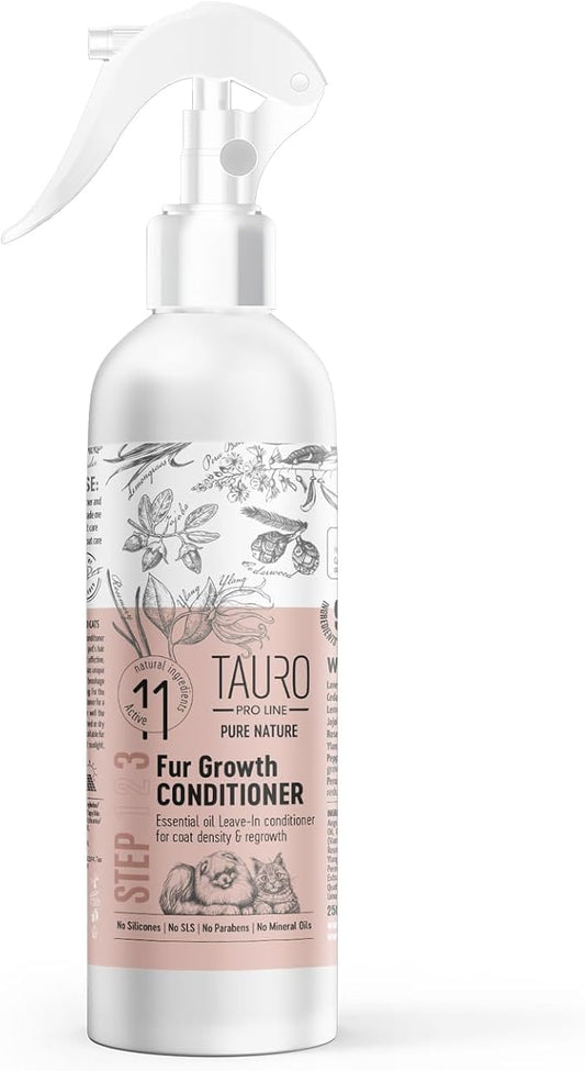 Tauro Pro Line Pure Nature Promoting Leave-in Dogs & Cats Natural Conditioner Spray with Essential Oils for Daily Pet Skin and Coat Care Stimulates Hair Growth 8.45 Fl Oz