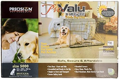 Precision Pet Products Two Door Provalue Wire Dog Crate, 42 Inch, For Pets 70-90 lbs, With 5-Point Locking System