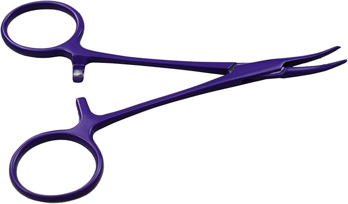 Pet Colourful Stainless Steel Hemostat Hemostatic Forcep,Pet Ear Hair Pull Forcep,Bend Head and Straight Head kit (Purple)