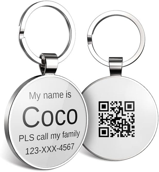 QR Code Dog Tag,Dog Tags Personalized for Pets, Custom Dog Name ID Tags Personalized Dog and Cat Tags -Free Online&Scan QR Receive Instant Location Alert Email