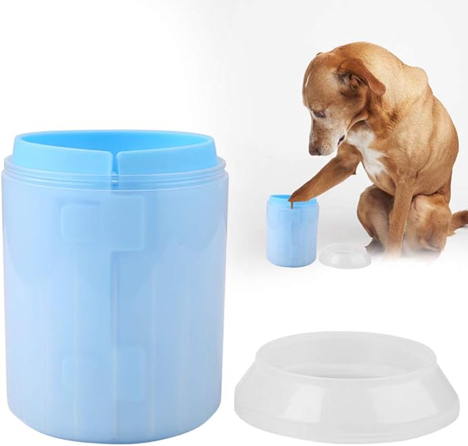 Dog Cleaner Cup, Dog Cleaner Dog Cleaner Dog Washing Station Removable Dogs Cleaning Brush Cup Pet Foot Cleaner for Small Medium Large Breed Dogs, Cats (Blue)