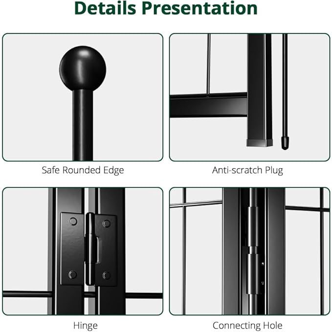 PawGiant Dog Fence Playpen 24”/32”/40” Indoor Outdoor for Small/Medium/Large Dogs, Metal Pet Puppy Cat Exercise Fencing Gate Crate Cage Outside RV, Camping, Yard, Garden (2 Panel, 28" W x 32" H)