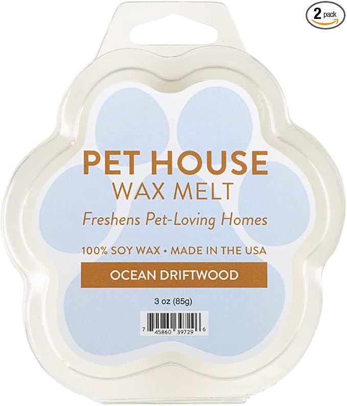 One Fur All Pet House Spring and Summer Wax Melts for Pet Odor, Natural, Plant Based Soy Wax Melts, Long Lasting Fragrance for Fresh Smelling Homes, Ocean Driftwood