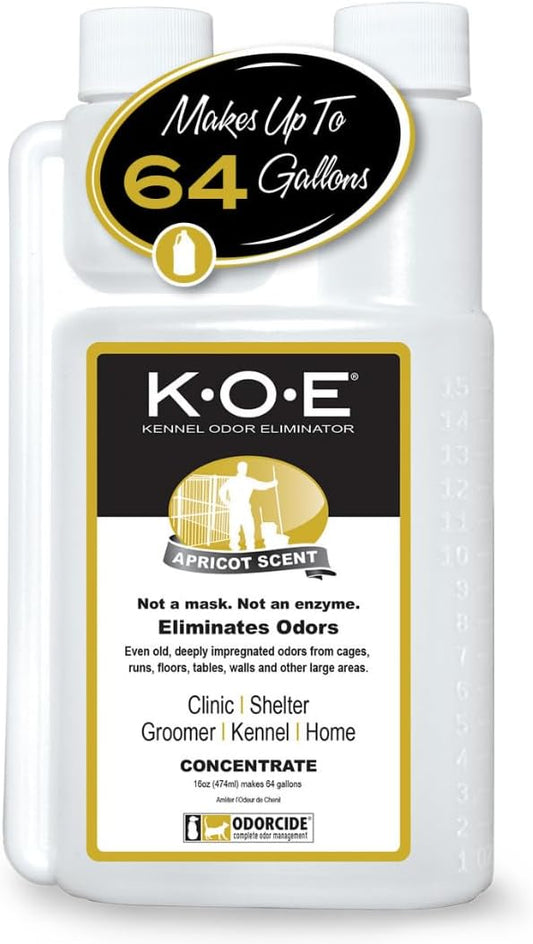 Thornell Odor Eliminator 16oz Concentrate – K.O.E. Apricot Odor Eliminator for Strong Odor for Cages, Runs & More – Pet Odor Eliminator for Home & Kennel w/Safe, Non-Enzymatic Formula