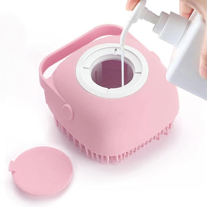 Shampoo Cat Dog Sink Brush Washing Soap and Shampoo for Long Short Haired Dogs Cats Shower Pet Grooming Bath Soft Silicone Bristle Massage Brush OZE-50 (Pink, Standart)