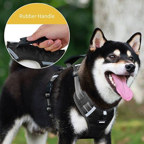 Dog Harness, No Pull Service Vest, Reflective Strips, Control Handle, Soft Padded, Adjustable and Comfortable for Easy Walking (Black, E-Small)