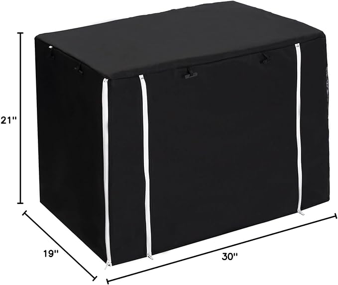 Dog Crate Cover for Wire Crates Kennel 2 Doors Heavy Duty Waterproof Windproof Soundproof Pet Cage Cover Home Decoration - Cover only - Black - Fits 30 Inch Crates