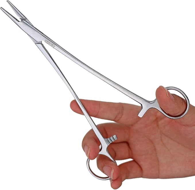 Forceps, Stainless Steel Dog Cat Pet Scissors Ear Hair Clamp Fishing Scissors Tools (12.5CM straight)