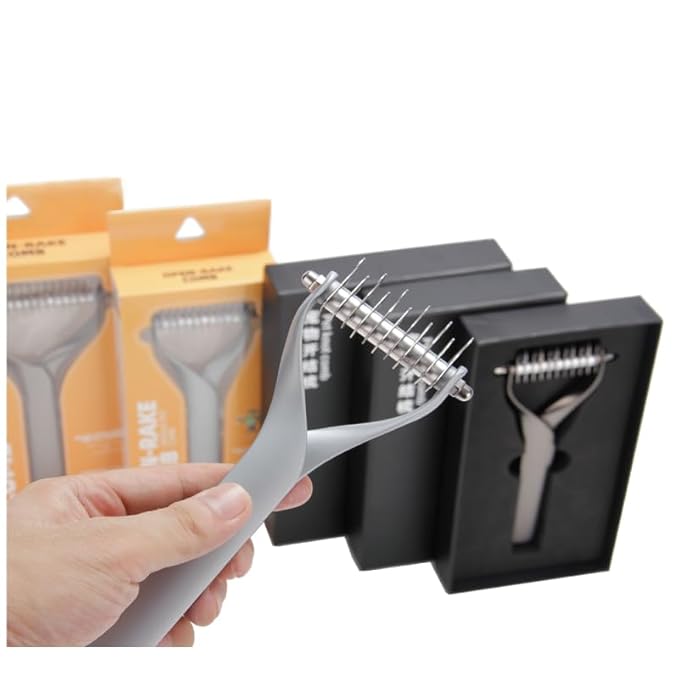 Pet comb Unknot Unknot comb Y-shape floating-off dog rake comb Zinc alloy dog comb hair removal dog comb (Big, Sliver)