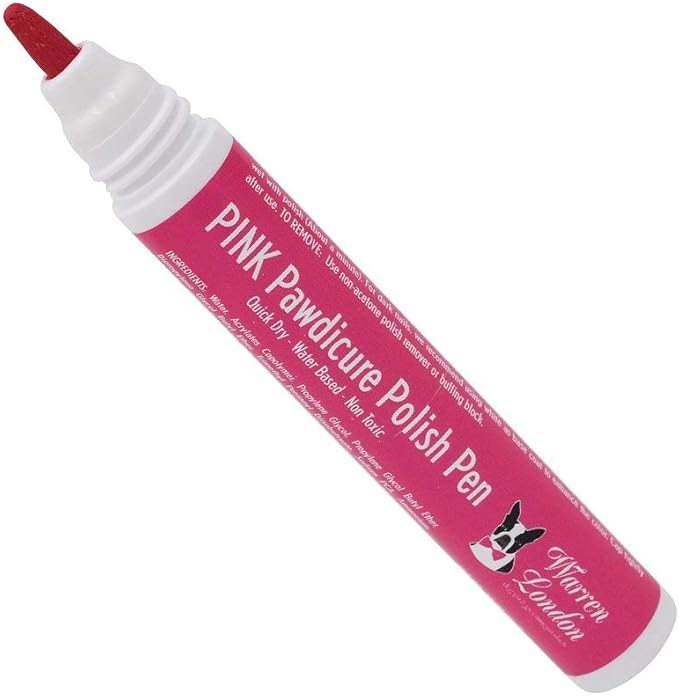 Warren London Pawdicure Dog Nail Polish Pens | Made in USA | Quick Dry, Low Odor, Non-Toxic Dog Accessories | Ideal for Dog Birthday, Dog Costume | Dries in Under 1 Minute | 13 Colors | Pink