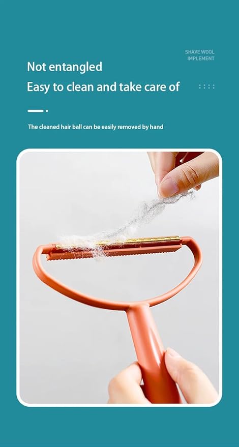 Pet Hair Removal Tool, 2-Sided with Shave and Smooth Surfaces, Large Size, Pet Cleaning Brush for Furniture (Orange)