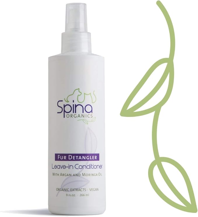 All-Natural Dog Leave-in Conditioner DETANGLER Spray, with Aloe Vera and Rich in Omegas, Leave-in Moisturizing to Detangle Pet's Coat - 9 Fl Oz Made in USA