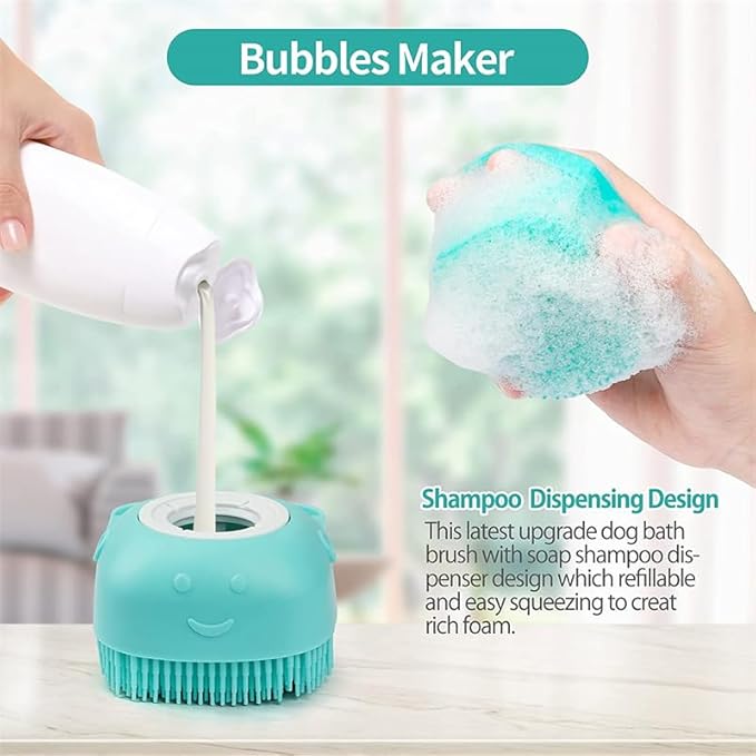 Bathroom Puppy Big Dog Cat Bath Massage Brush Soft Safety Silicone Pet Accessories For Multifunctional blue
