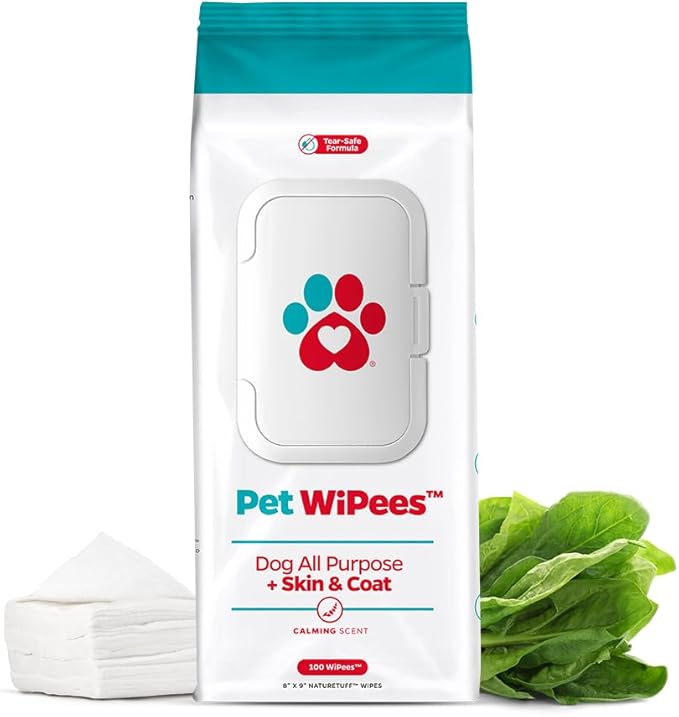 Pet Parents® Pet WiPees™ Dog All Purpose + Skin & Coat Pet Wipes, Pet Wipes for Dogs, Dog Wipes & Puppy Wipes, Paw Wipes for Dogs (100 Count (Pack of 1), Natural)