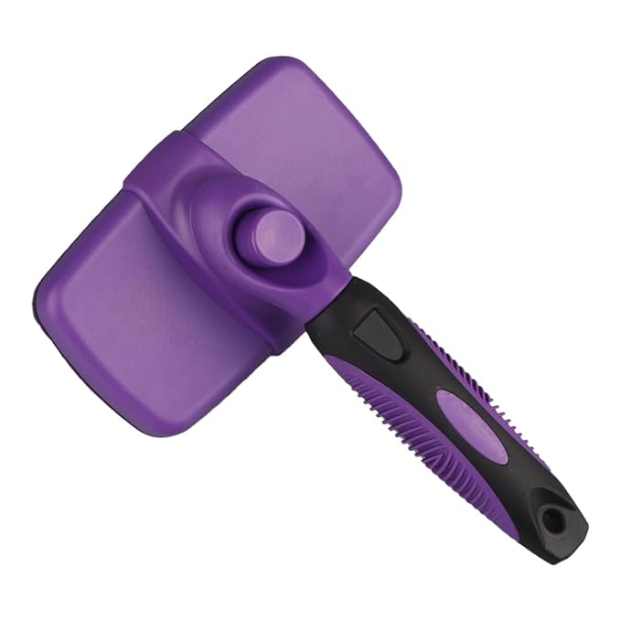 Self Cleaning Slicker Brush for Dogs Cats Brush for Shedding Grooming Brushes for Long Short Haired Pets (Purple)
