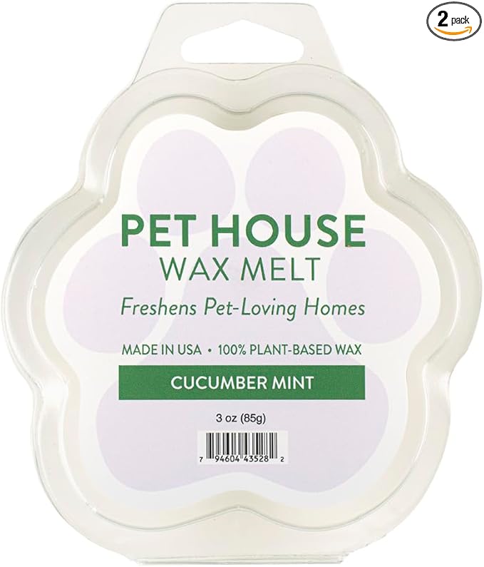 One Fur All Pet House Spring and Summer Wax Melts for Pet Odor, Natural, Plant Based Soy Wax Melts, Long Lasting Fragrance for Fresh Smelling Homes, Cucumber Mint