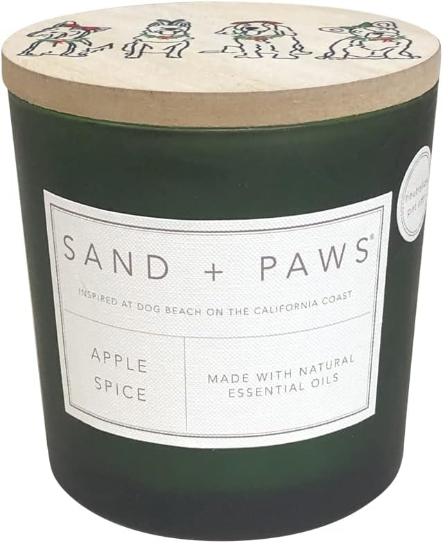 Sand + Paws Scented Candle - Apple Spice - Additional Scents and Sizes –Luxurious Air Freshening Jar Candles Neutralize pet Odors and Enhance Home décor – 100% Cotton Lead-Free Wicks - 21 oz