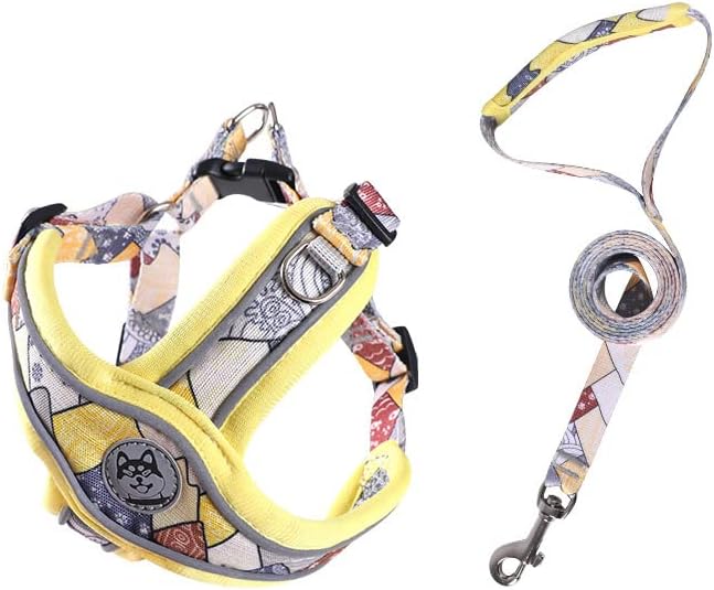 PT-010 Pet Dog Puppy No-Pull Harness Walking Training Harness with Leash Reflective Vest (Yellow, Large)