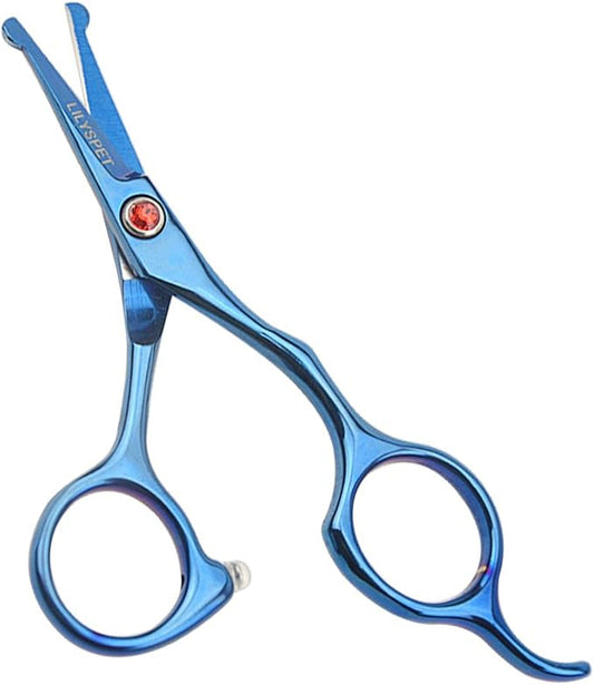LILYS PET 5.0" Right-Handed Round-Tip Pet Grooming Scissors, Stainless Steel Small Ball Tip for Nose, Ear, Face, Paw Hair for Dogs and Cats