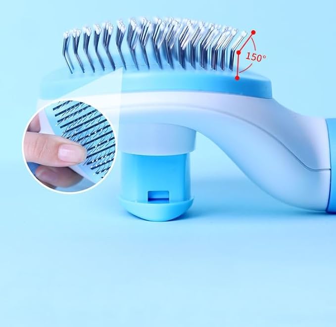 Pet Grooming Brush, Self Cleaning Slicker Brush for Dogs, Cats, Bunnies, Removes Loose Undercoat, Massaging Tool for Long or Short Hair