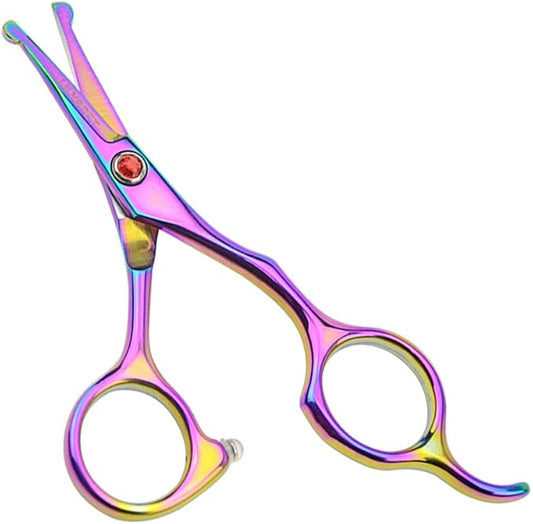 LILYS PET 5.0" Right-Handed Round-Tip Pet Grooming Scissors, Stainless Steel Small Ball Tip for Nose, Ear, Face, Paw Hair for Dogs and Cats