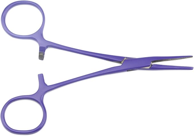 LILYS PET Pet Colourful Stainless Steel Hemostat Hemostatic Forcep,Pet Ear Hair Pull Forcep,Bend head and Straight head kit (Purple, 12cm)