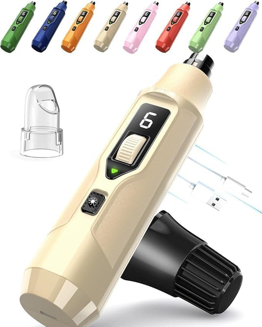 YABIFE 7-Speed Pet Nail Grinder with Light – Heavy Duty, Whisper Quiet Nail Trimmer for Dogs, Cats, Birds & Small Animals – Single-Handed Operation