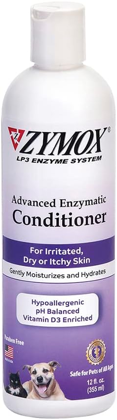 ZYMOX Advanced Enzymatic Leave-On Conditioner, 12oz. – for Pets & Animals of All Ages: Conditions, Detangles, Soothes, & Moisturizers Skin & Coat