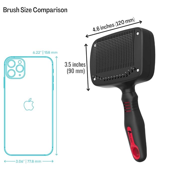 Self Cleaning Slicker TWO in One Brush - Updated Button - Slicker & Undercoat Rake - Remove Shedding Dog Hair, Undercoat & Mats, for Medium & Long Haired Dogs, Great for Husky, GSD