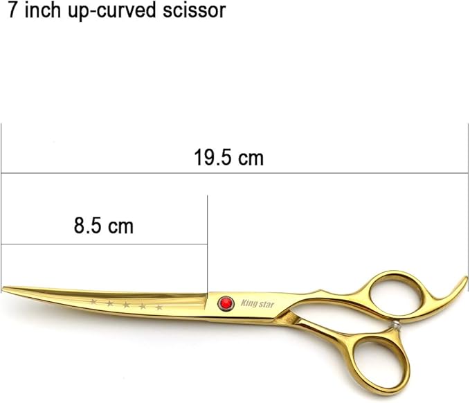 7.0in Titanium Gold Professional Pet Grooming Scissors Set,Straight & Thinning & Curved Scissors 4pcs Set for Dog Grooming,(Gold)