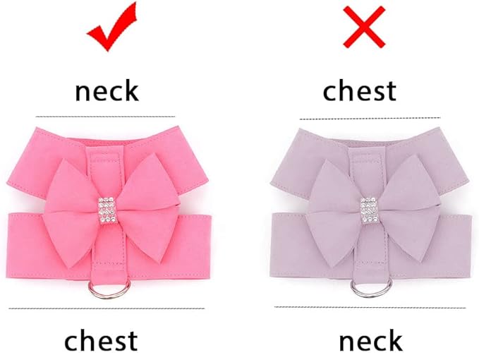 SELMAI Bling Rhinestone Dog Harness Bow Girls Soft Suede Leather for Small Pet Puppy Doggie Cat Girls Vest Collar Leash Set Adjustable/No Pull Chihuahua Yorkie Harness Walking Running Blue S
