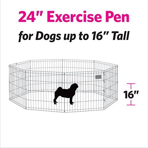 New World Dog Exercise Pen & Playpen, 24" W x 24" H, No Door, Black B550-24