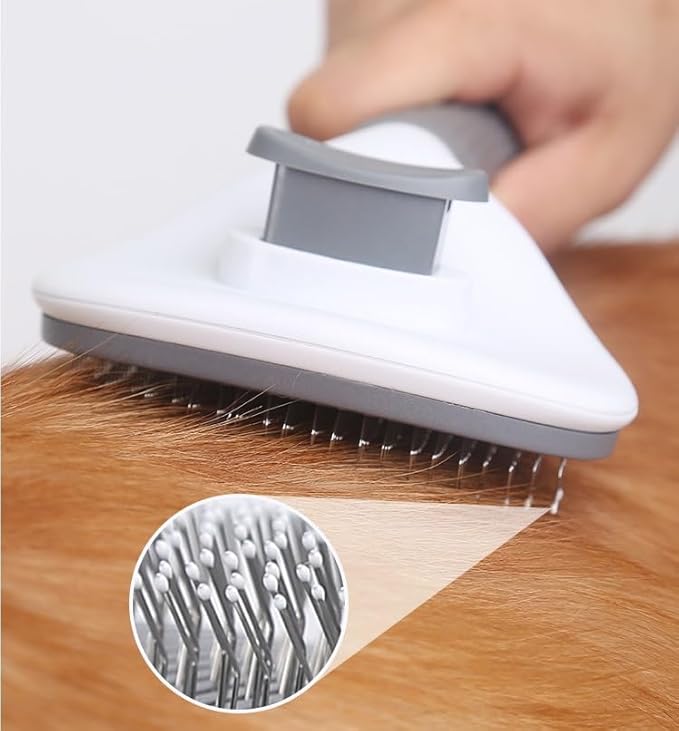 Pet Brush Universal Pet Self Cleaning Slicker Brush for Dogs and Cats with Long or Short Hair, Gray
