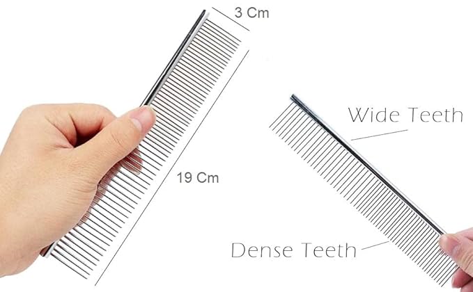 Stainless Steel Grooming Comb for Dog Cats and Pets Dog & Cat Dematting Comb: Pet Grooming Tool for Removing Loose Undercoat, Mats, and Tangled Hair - Doodle Dematting Comb, Self-Cleaning