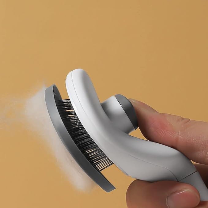 HUWEIHUA Cleaning Slicker Brush Clean Pets, Dog Cat Bunny Pet Grooming with Ergonomic Handle, Self-Cleaning Slicker for Dogs and Cats, Gray