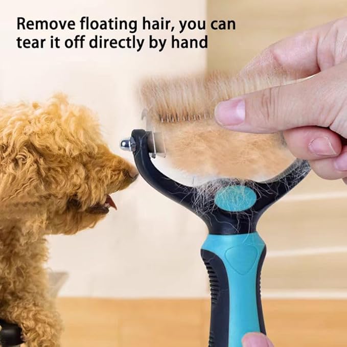 Pet Dematting Tool 2 Pack Double Sided Undercoat Rake & Dematting Comb for Cats and Dogs for Detangling Matted or Knotted Undercoat Hair (Gray & Black, Large)