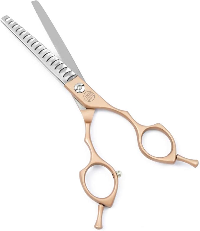Moontay 6.5" Professional Pet Grooming Scissors Set, 3-pieces Dog Cat Grooming Straight & Curved & Chunker Shears/Scissors with 1 Grooming Comb, 440C Japanese Stainless Steel Grooming Scissor, Gold