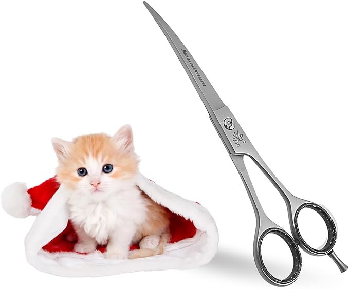 Grooming Curved Shear, Dog Scissors for Grooming, No Stabbing 6.5 Inch Curved Blade for Pets Paws & Face