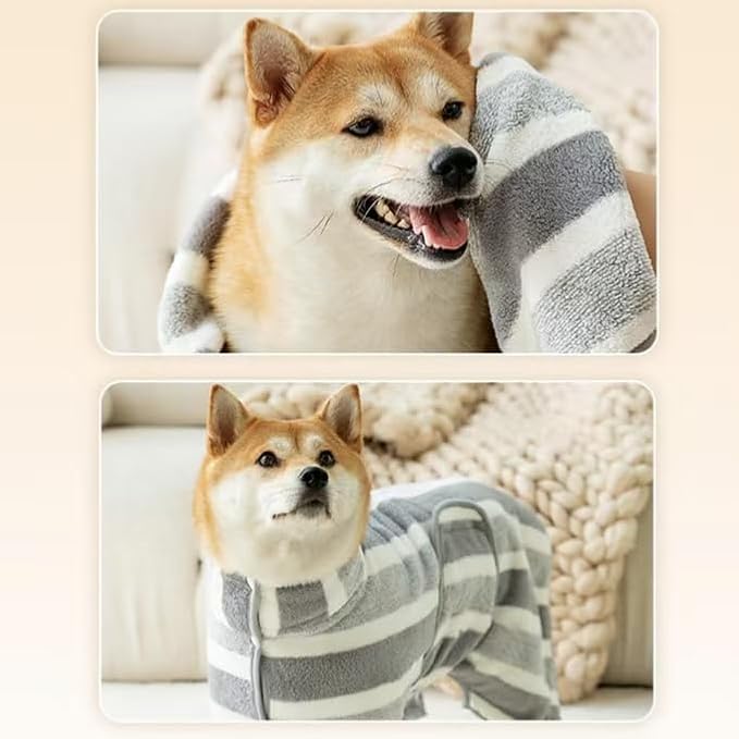 Pet Shower & Bath Supplies,Dog Shampoo Brush Set with Towel, Washing Gloves,Comb for Dogs and Cats (Stripe)