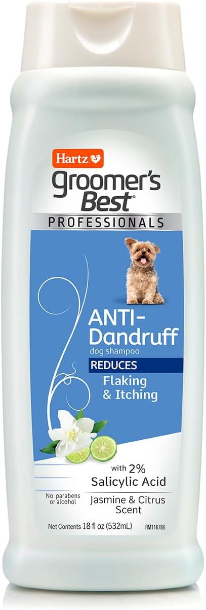 Hartz Groomer's Best Professionals Anti-Dandruff Dog Shampoo for Itchy Skin with Jasmine & Citrus Scent, 18 oz