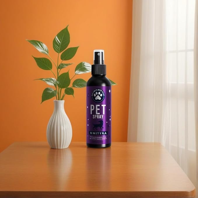 Pet Deodorizing Spray –Lavender Essential Oil | Odor Eliminator for Cats & Dogs, For All Ages, Sizes and Breeds| Safe for Bedding, Furniture & Pet Areas | 250ml