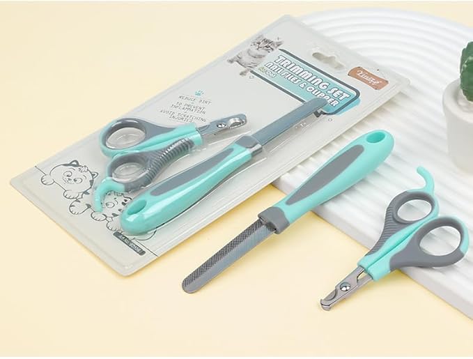 Pet Nail Clippers, Small Animal Toenail Trimmer Kit, Multiple Sizes, Light Green and Silver